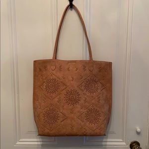 Light brown, genuine leather tote.